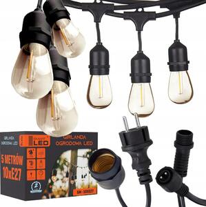 LED Venkovní dekorační řetěz 10xE27/1W/230V 6,44 m IP44 černá