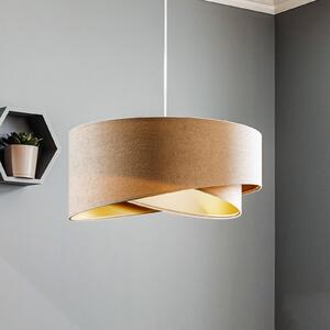 Maco Design Závěsné světlo Vivien, dvoubarevné, krémové/zlaté, stmívatelný, Krémová / jantar, Obývací pokoj / jídelna, Textil / tkanina / hedvábí, Moderní
