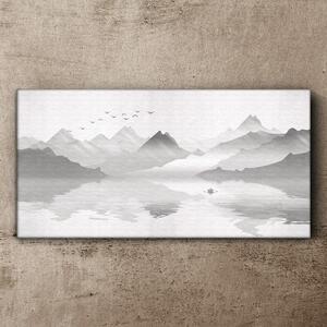 Obraz na plátně Obraz na plátně Abstrakce Jezero hory ptáků