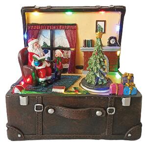 ACA Lighting LED vánoční hrající kufr - RGB + žlutá barva, 3xAA + 220V, 16 cm, IP20, 14 LED, 8 melodií