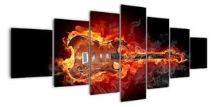 Hořící kytara - obraz (210x100cm)