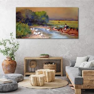 Obraz na plátně Obraz na plátně Malba husí vesnice
