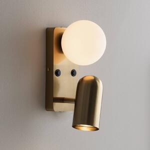 Globen Lighting Nástěnné světlo „Doppio“, mosazná barva, výška 24 cm, 2 žárovky, Mosaz / zlato, Obývací pokoj / jídelna, kov, Skandinávský, Lampička na čtení