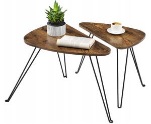 Vasagle Set 2 kávových stolků 52cm a 60cm hnědé