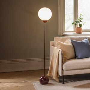 Globen Lighting Stojací lampa Ripley, bordó sklo, 144 cm, Bílá / opál, Obývací pokoj / jídelna, Sklo, Design