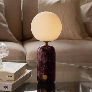 Globen Lighting Akumulátorová stolní lampa Torrano, výška 27 cm, mramor, stmívatelný, Červená, Obývací pokoj / jídelna, Kámen, Skandinávský