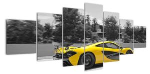 Žluté sportovní auto - obraz (210x100cm)