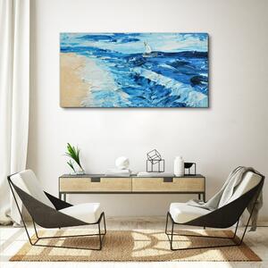 Obraz na plátně Obraz na plátně Malování pobřeží moře lodi