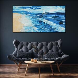 Obraz na plátně Obraz na plátně Malování pobřeží moře lodi