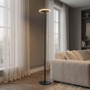 Arcchio LED stojací lampa Frile, černá, výška 190 cm, stmívatelné, stmívatelný, Černá, Obývací pokoj / jídelna, Hliník, Moderní