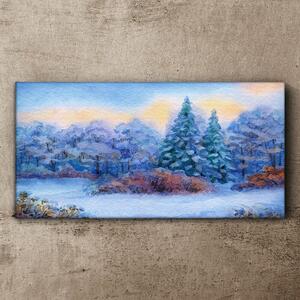 Obraz na plátně Obraz na plátně Akvarel Snow Strom les