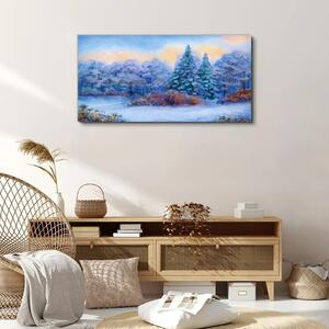 Obraz na plátně Obraz na plátně Akvarel Snow Strom les