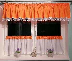 Hotová voálová záclona Flora s krajkou a mašlemi 300x45cm více barev Barva: Oranžová