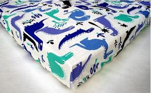 Nadia Bavlněné prostěradlo 120x60cm různé vzory Barva: Dinosauři nebesky modrá
