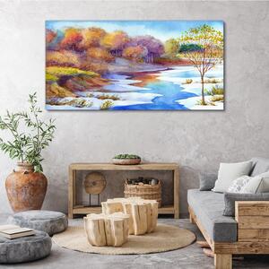 Obraz na plátně Obraz na plátně Akvarel strom řeka