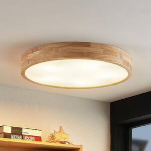Stropní svítidlo Lindby Tanju, Ø 60 cm, 5 světel, dubové dřevo, E27