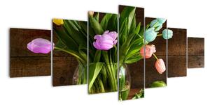 Obraz tulipánů ve váze (210x100cm)