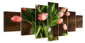 Tulipány ve váze - obraz (210x100cm)