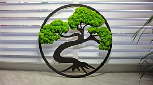 OznTo Nástěnný strom ve tvaru bonsaje více druhů,3velikosti Barva mechu: světle zelený, Barva rámečku: Bílá, Rozměr rámečku: Průměr 40cm