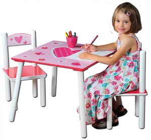 KESPER Sada dětský stolek se dvěmi židlemi růžový