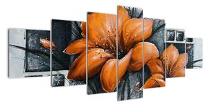 Obraz oranžové květiny (210x100cm)