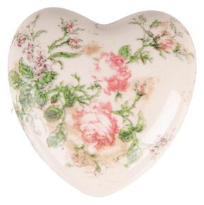 Keramické dekorační srdce s růžemi Roses L – 11x11x4 cm