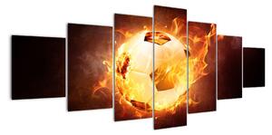 Obraz hořícího fotbalového míče (210x100cm)