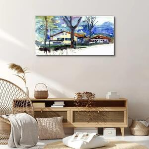 Obraz na plátně Obraz na plátně Abstrakce akvarel stromy