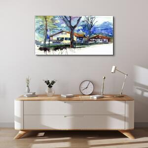 Obraz na plátně Obraz na plátně Abstrakce akvarel stromy