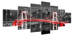 Noční fotka mostu - obraz (210x100cm)