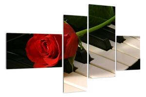 Obraz růže na klavíru (110x70cm)