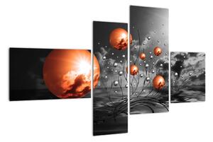 Abstraktní obrazy - oranžové koule (110x70cm)