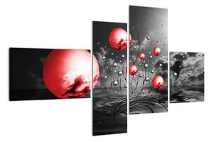 Abstraktní obraz - červené koule (110x70cm)