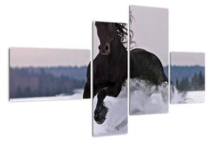 Obraz koně ve sněhu (110x70cm)