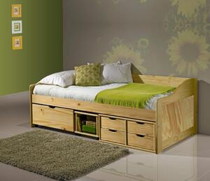 Jednolůžková postel se zásuvkami MAXIMA přírodní 90x200 cm