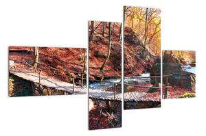 Obraz mostu - podzimní cesta lesem (110x70cm)
