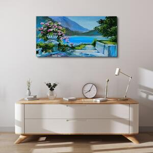 Obraz na plátně Obraz na plátně Lake hory květiny