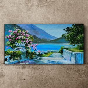 Obraz na plátně Obraz na plátně Lake hory květiny