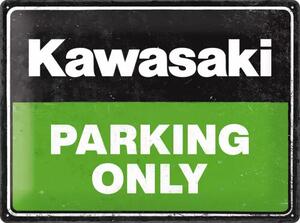Plechová cedule Kawasaki Parking Only, (40 x 30 cm)