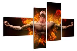 Obraz muže v ohni (110x70cm)