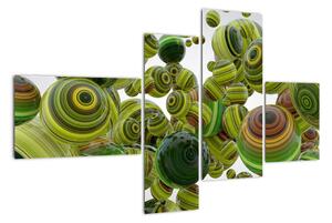 Abstraktní obraz - zelené koule (110x70cm)