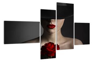 Moderní obraz - žena s růží (110x70cm)