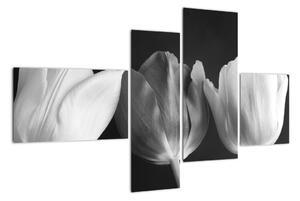 Černobílý obraz - tři tulipány (110x70cm)