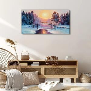 Obraz na plátně Obraz na plátně Malování zimní stromy most