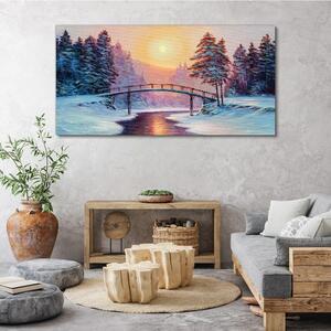Obraz na plátně Obraz na plátně Malování zimní stromy most
