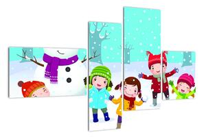Obraz dětí na sněhu (110x70cm)