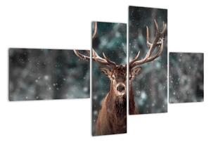Obraz - jelen v zimě (110x70cm)