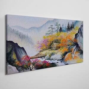 Obraz na plátně Obraz na plátně Abstrakce horského stromu mlha