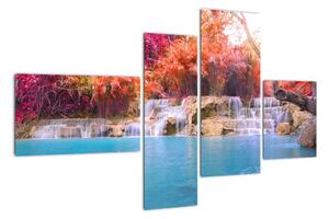 Obraz vodopádu a barevné přírody (110x70cm)