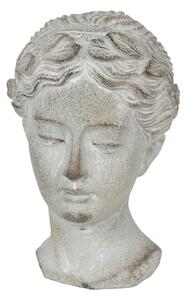 Šedá socha hlava ženy – 12x11x17 cm